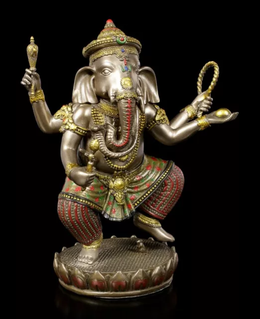 Bouddha Figurine - Ganesh Sur Lotus Hindu-Gott Décorative Bronze-Optique H 20 CM