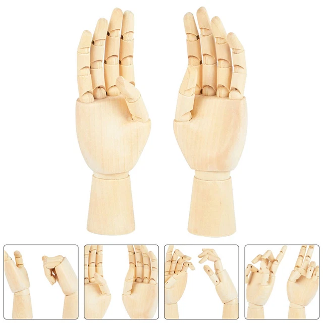2pcs hölzerne Handmodell Künstler Holz Manikin Jointed Schaufensterpuppe Hand re