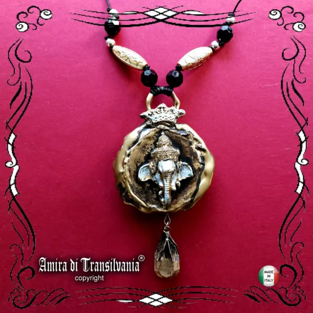 Halskette Ethnisch Stammes- Anhänger Amulett Talisman Ganesha Hindu Götter