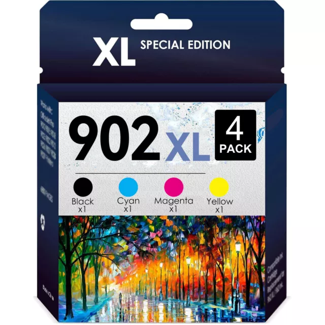 4 Pack 902XL 902 Ink Cartridge for HP Officejet Pro 6978 6960 6968 6970 6975