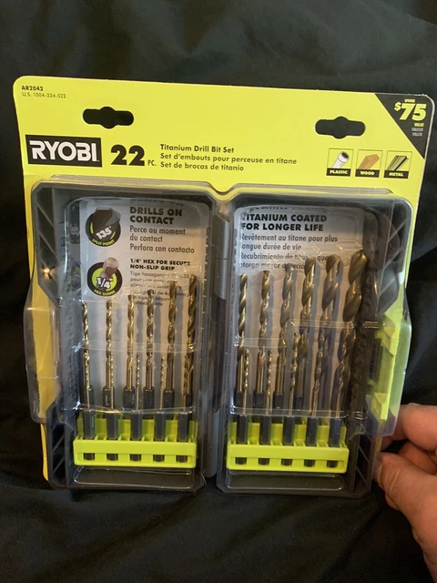 Ryobi 22 piece hotsell drill bit set