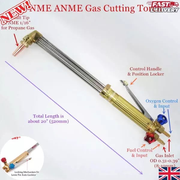 Professional Gas Cutting Torch ANME Acetylene PNME Propane Nozzle Tip BSP NM250