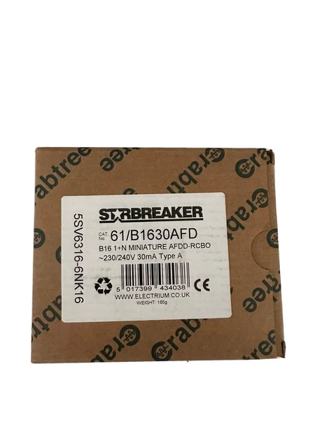 Crabtree Starbreaker 61/B1630Afd B16 2 Poli Mini Afdd-Rcbo Tipo A