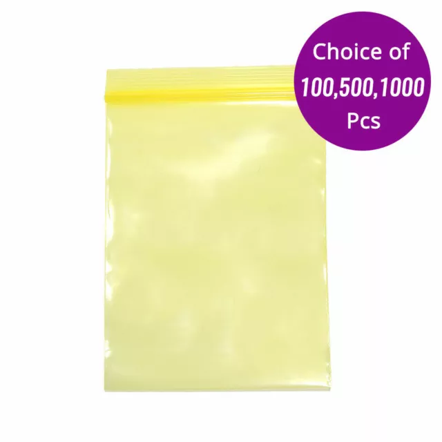 3.25x4.75in Glossy Yellow Poly Plastic Flat Zip Lock Pouch Bag w/ Machine Y18