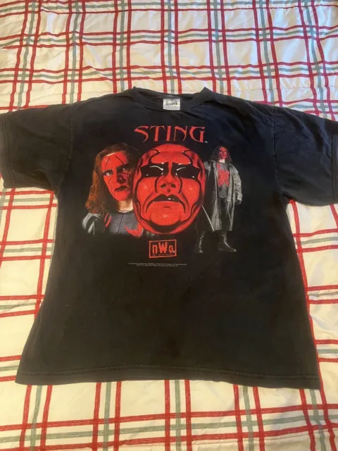 Vtg 1998 Sting Big Face T-Shirt Mens L Wrestling WCW NWO WWE The Crow