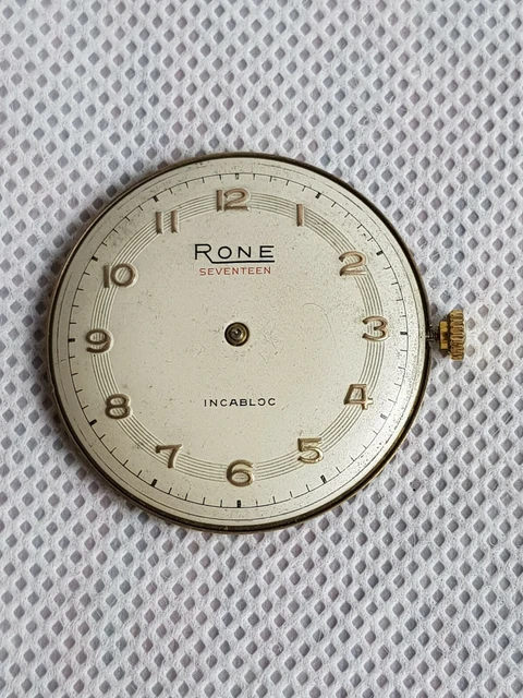 VINTAGE RONE SEVENTEEN Incabloc Mechanical Watch Movement And Face 17 ...