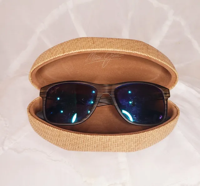 Maui Jim Sunglasses Matte Brown Stripe Polarized blue lenses Frames Only