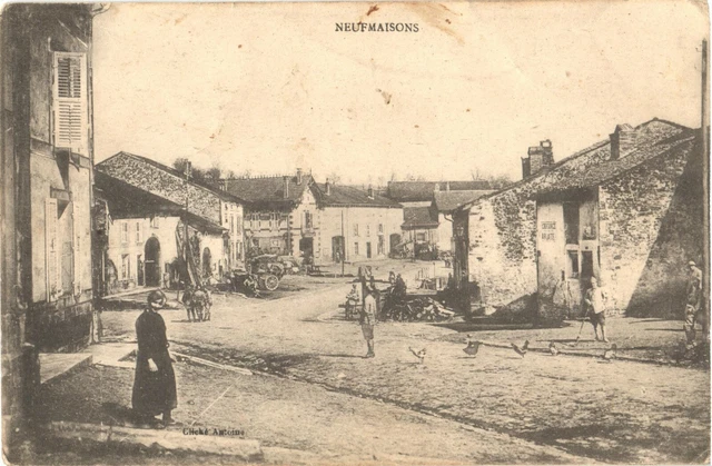 Horse Carriages And People of Neufmaisons, Meurthe-et-Moselle, France Postcard