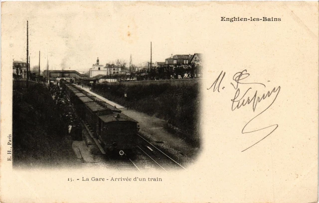 CPA AK ENGHIEN-les-BAINS - La Gare - Arrivée d'un train (380998)