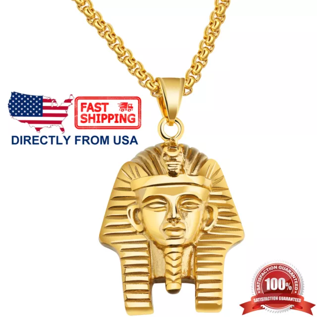 Men's Stainless Steel Egypt King Tutankhamun Hip Hop Pendant Necklace