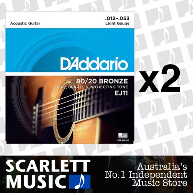 2x D'Addario EJ11 12-53 80/20 Light Strings Daddario EJ-11 *SET OF 2 PACKS*