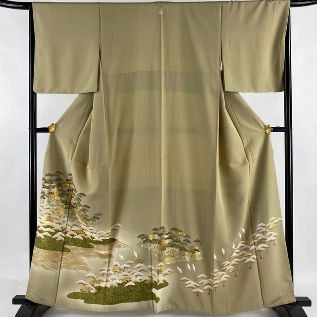JAPANESE KIMONO IROTOMESODE 159.5cm 5' 3" PURE SILK VINTAGE ANTIQUE 6448