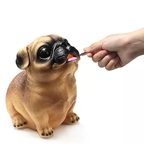 Kids Piggy Bank Cute Pug Dog Piggy Bank Feeding Shatterproof Coin Money Bank