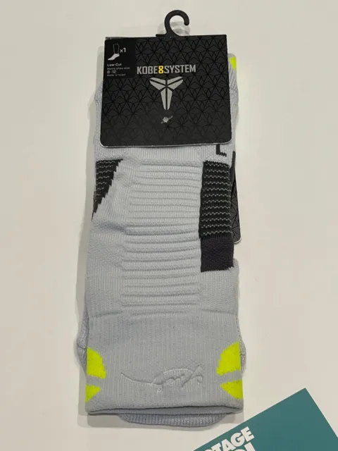 2013 Nike Kobe 8 System Elite Cushioned Dri-Fit Low-Cut Socks Ad Grey Volt Large