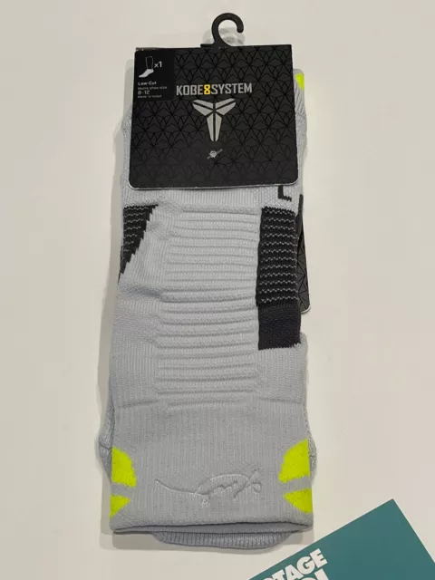 2013 Nike Kobe 8 System Elite Cushioned Dri-Fit Low-Cut Socks Ad Grey Volt Large 2013 Nike Kobe 8 System Elite Cushioned Dri-Fit Low-Cut Socks Ad Grey Volt Large