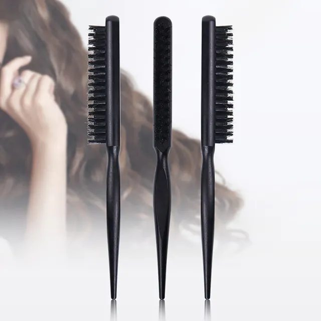 Salon Wooden Comb Hair Teasing Brush Handle Back Comb Natural Boar Bristle