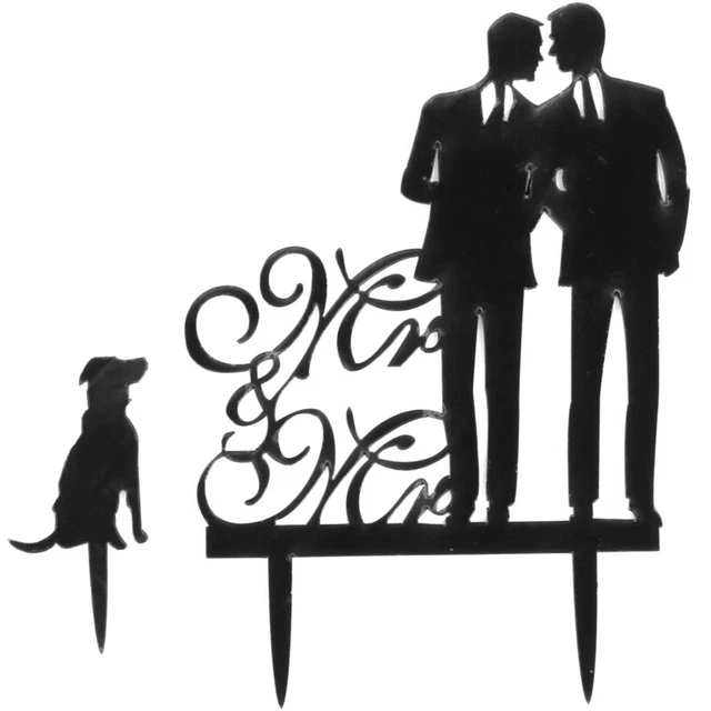 2 topper torta anniversario matrimonio anno sesso gay Mr & Mr cane (nero) S8D2) 4996