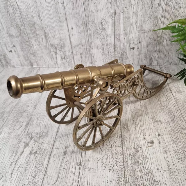 Vintage Old Antique BRASS Field Gun Cannon War Canon 18" Long Large Desk