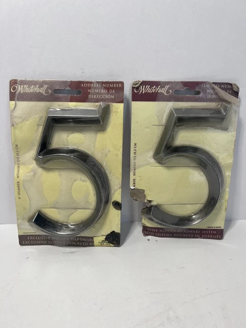 WHITEHALL Number 5 Door House Address Street Number Brushed Nickel 6 inch Lot 2