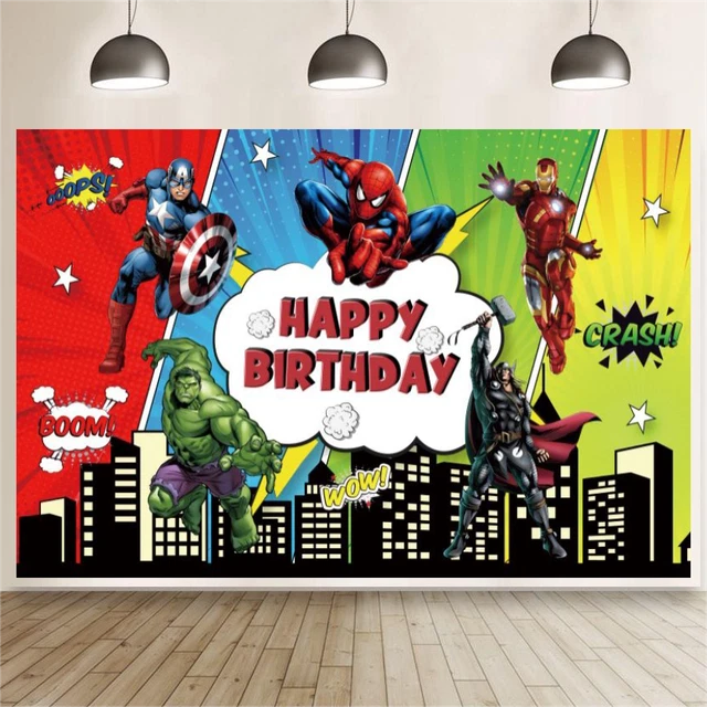 Superhero City Spiderman Backdrop Birthday Party Photo Background Supplies Boys