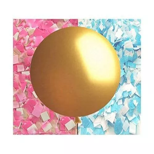 Gender Reveal Balloon in Gold - Giant 36" balloon with confetti