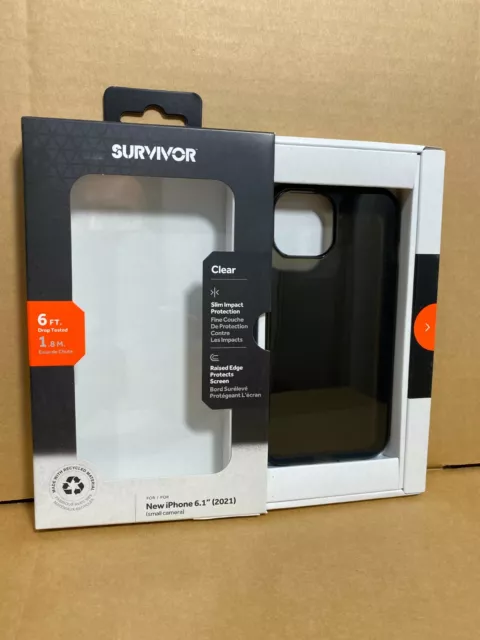 Griffin Survivor iPhone 13 Case Clear Black Transparent Slim Lightweight