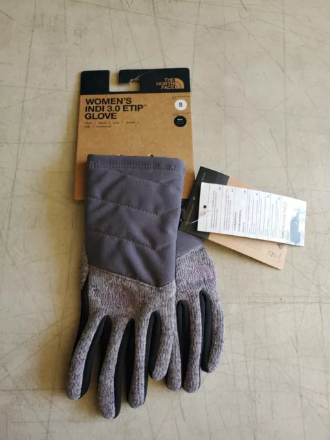 New THE NORTH FACE Womens Indi 3.0 Etip Touchscreen Gloves Small GREY