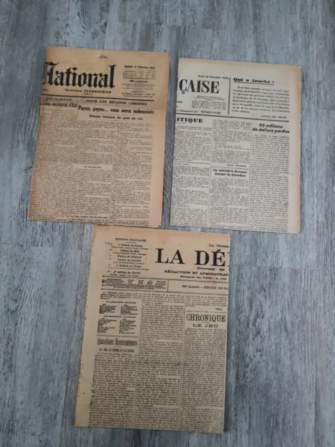 1 lot de 3 journaux ancien