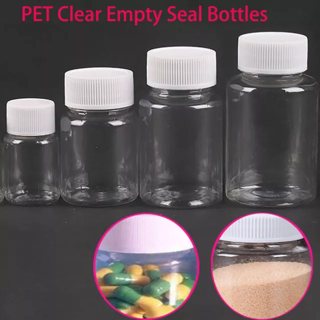 10PCS 15ml/20ml/30ml/60ml Plastic PET Clear Empty Seal Bottles Reagent Vials 3