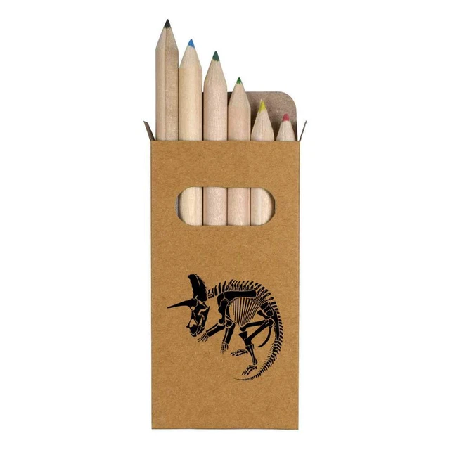 6 x 'Triceratops Fossil' kurz 85 mm Bleistifte/Buntstift-Set (PE00051122)