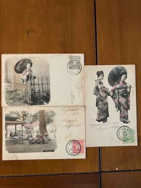 1902 Japan Post Cards From Nagasaki, With Stamps