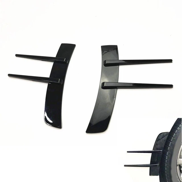 2Pcs Car Side Fender Stickers Glossy Black ABS 3D Badge Rear Wheel Trim Covers