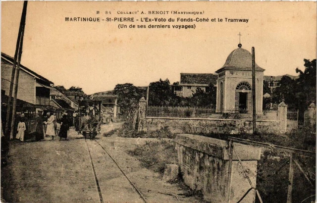 CPA AK St. Pierre. Ex-Voto du Fonds-Cohé et le Tramway MADAGASCAR (626088)