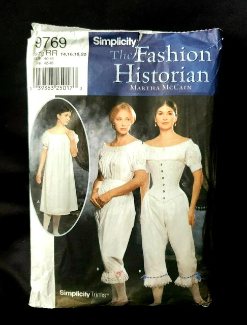 Simplicity Fashion Historian Civil War Undergarment Costume Pattern - Size 14-20