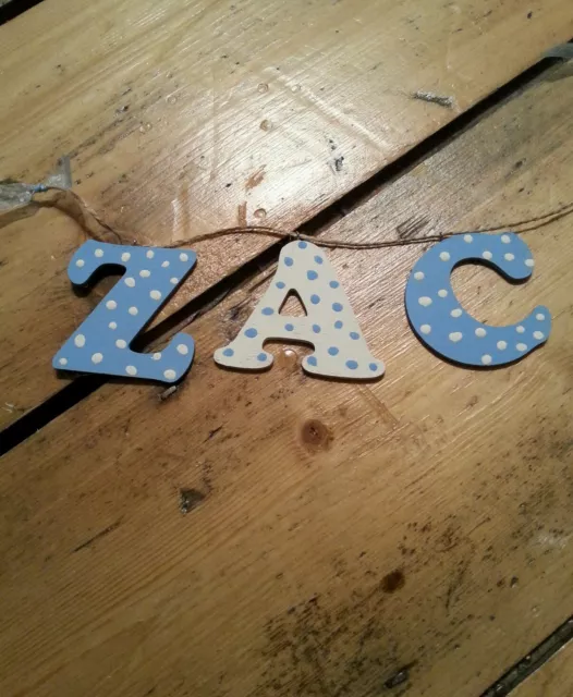 Hand Made Wooden Personalised Shabby Chic Birthday baby ANY NAME 3 Letters Boy X