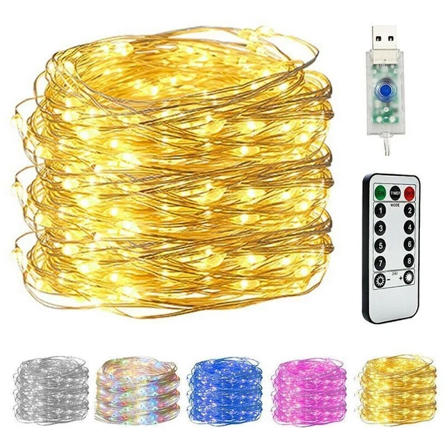 5-20M 50/100/200LED Copper Wire Party USB Twinkle LED String Fairy Lights Remote
