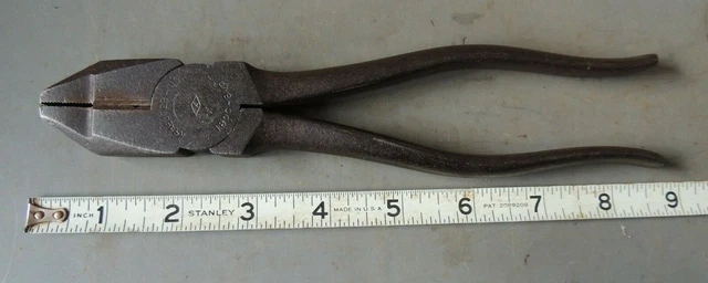 VINTAGE No. 1800 8-1/2 KRAEUTER USA LINESMAN HEAVY DUTY SIDE CUTTING PLIERS
