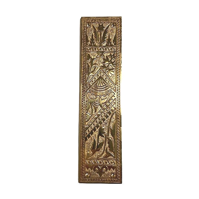 Placa de empuje de latón de 12" estilo victoriano con diseño de ventilador oriental