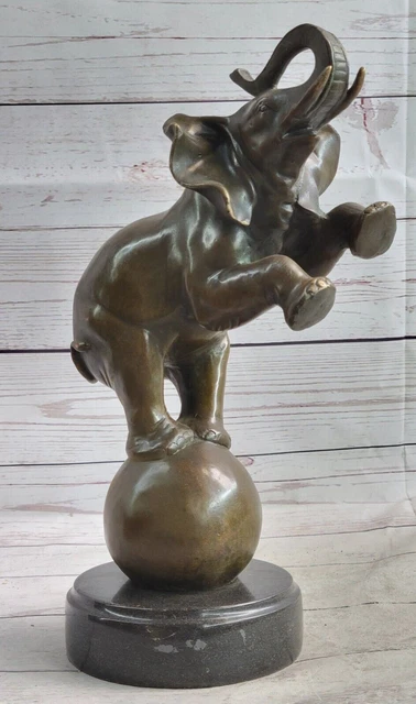 Solido Originale Bronzo Scultura Bull Elefante Da Bugatti Fatto a Mano Figura Nr