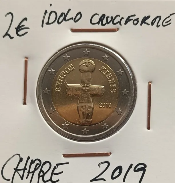 Chipre 2019, 2 euros- representan un ídolo cruciforme del periodo Calcolítico
