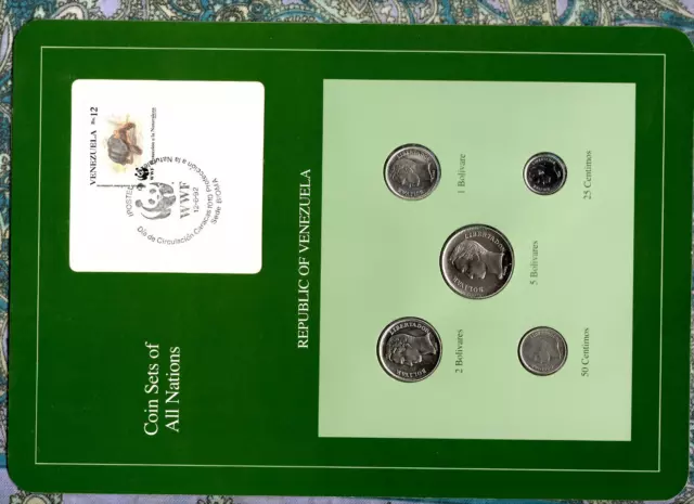 Coin Sets of All Nations Venezuela  w/card 1988 - 1989 UNC Tortoise