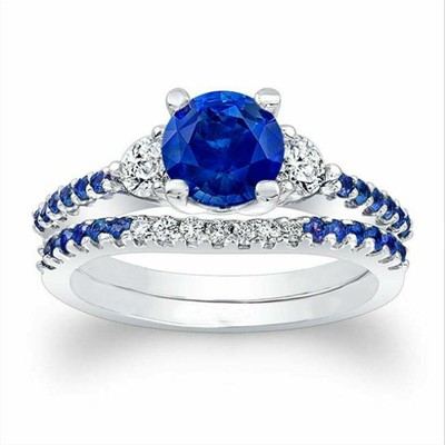 Excellente Coupe 2.20 CT Saphir Diamant Femmes Alliance 950 Platine 7 8 6 9 
