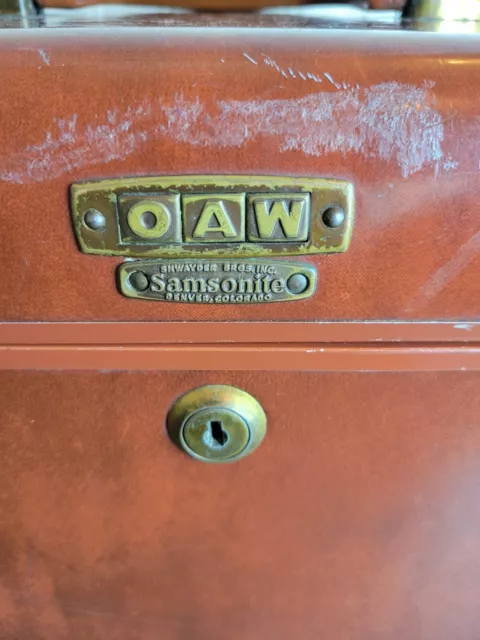 Vintage Samsonite Shwayder Bros Leather Luggage Train Case  #4912 Tan/Brown 2