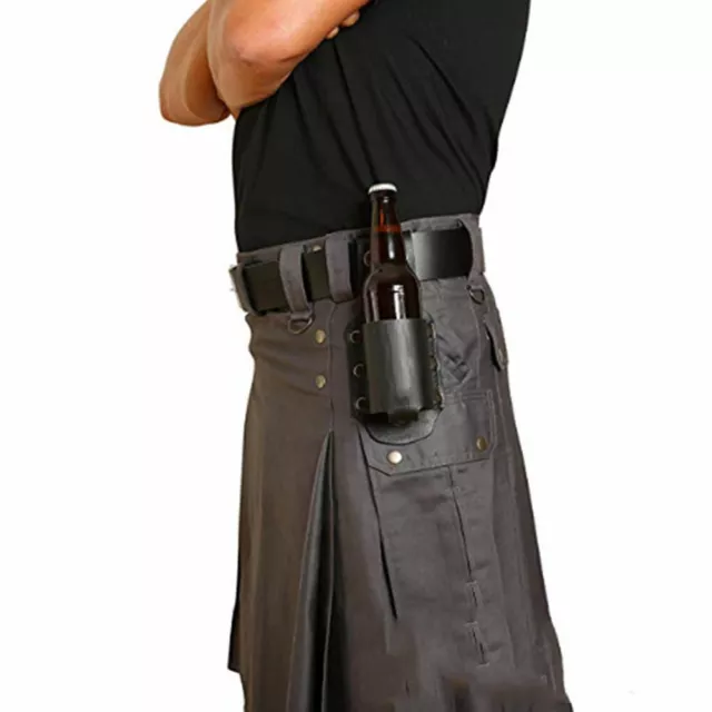 Waist Belt Bag Portable Holder Leather Beer Holster Case Black Wine Bottles 3