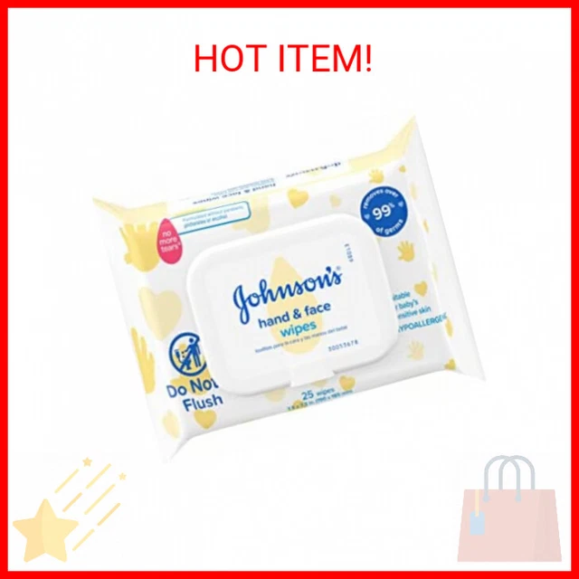 Johnson's Baby Disposable Hand & Face Cleansing Wipes, Pre-Moistened Wipes