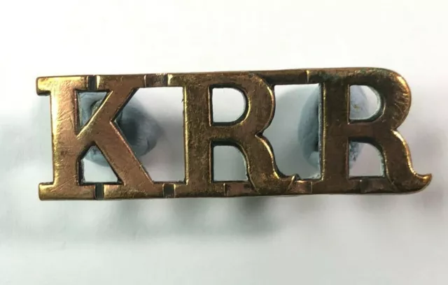 WW1 Kings Royal Rifle Regiment Brass Shoulder title Genuine