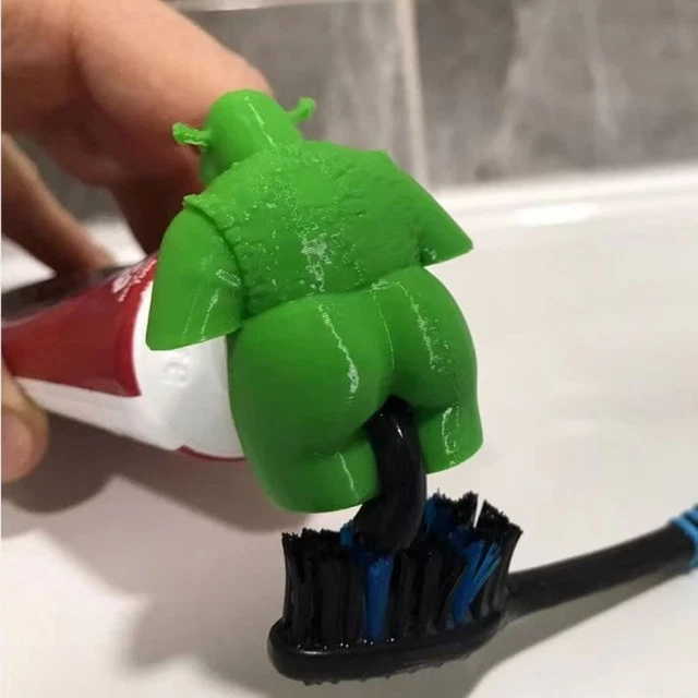 TOOTHPASTE HAT SHREK Pooping Toothpaste Topper Novelty Toothpaste Head