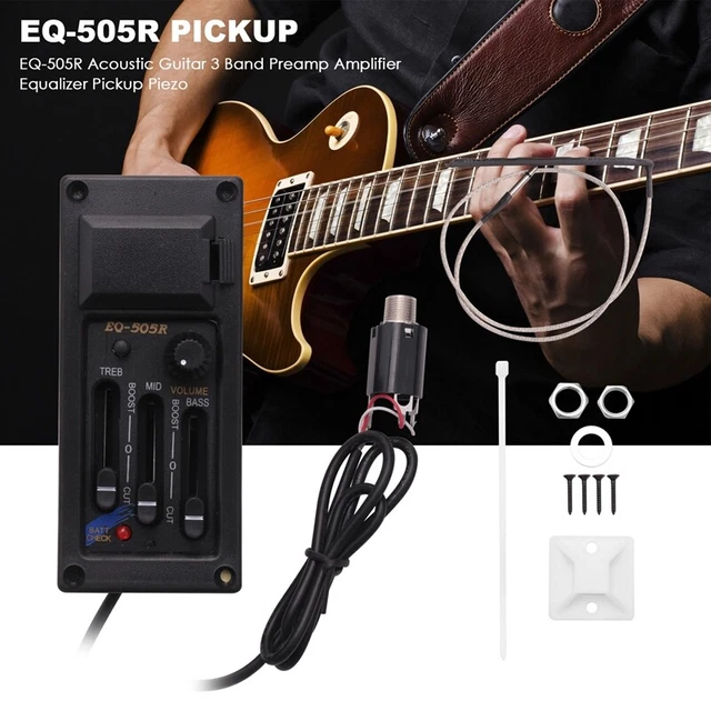 EQ505R ACOUSTIC GUITAR 3 Band Preamp Amplifier Equalizer Pickup Piezo