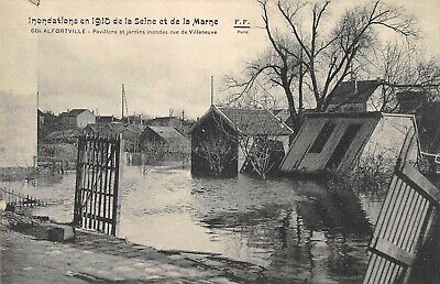 Cpa 94  Alfortville Inondations 1910 Pavillons Jardins Inondes Rue De Villeneuve
