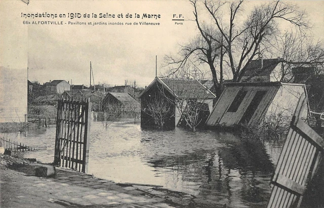 Cpa 94  Alfortville Inondations 1910 Pavillons Jardins Inondes Rue De Villeneuve